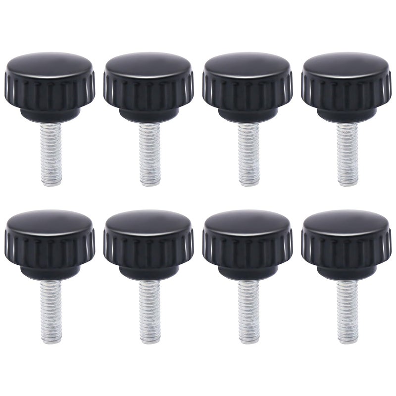 QIMAOO 8pcs Metric Male Thread Knurled, M6 x 10mm Black Thumb Screw Clamping Knobs Plastic Grip Threaded Knurled - Image 1